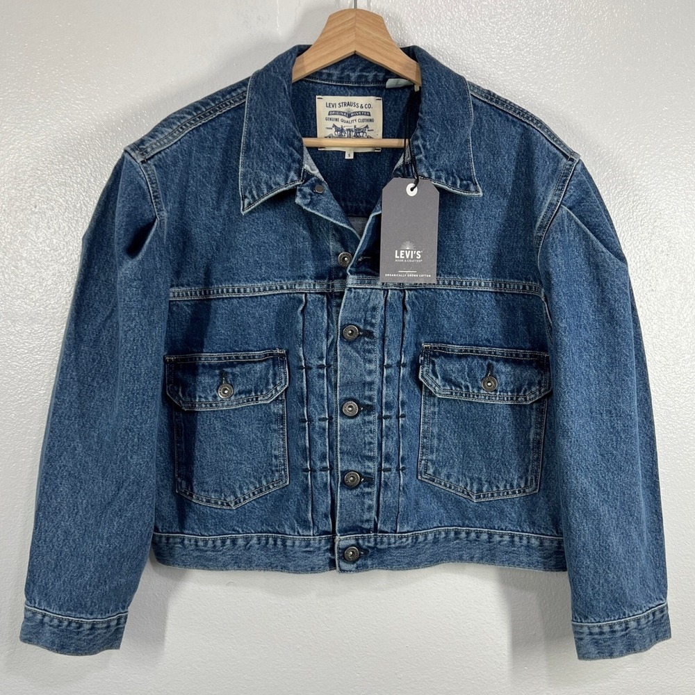 Levis Made & Crafted Trucker Denim Jacket S Blue Organic Cotton Cropped Boxy NEW